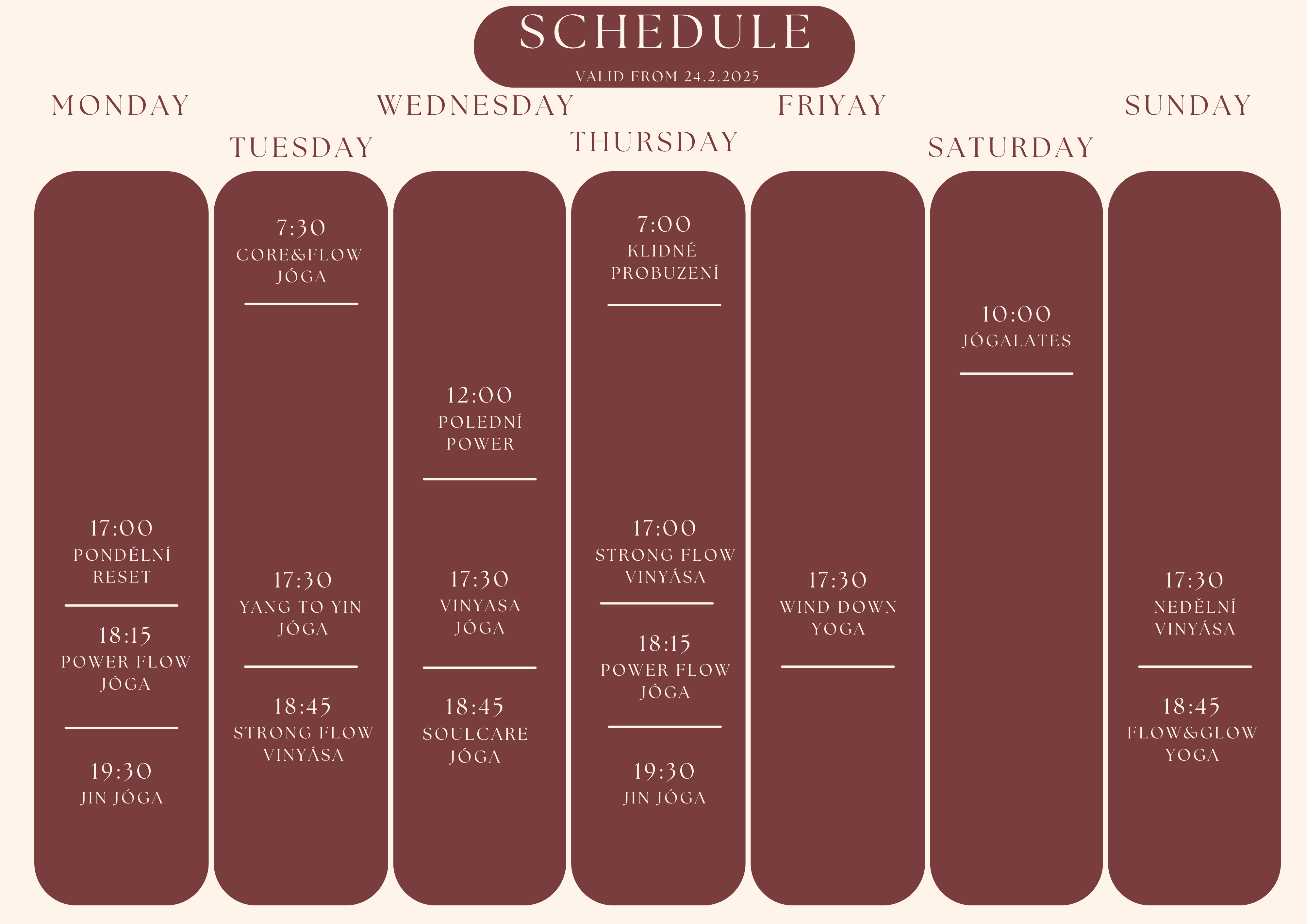 schedule klid neklid yoga