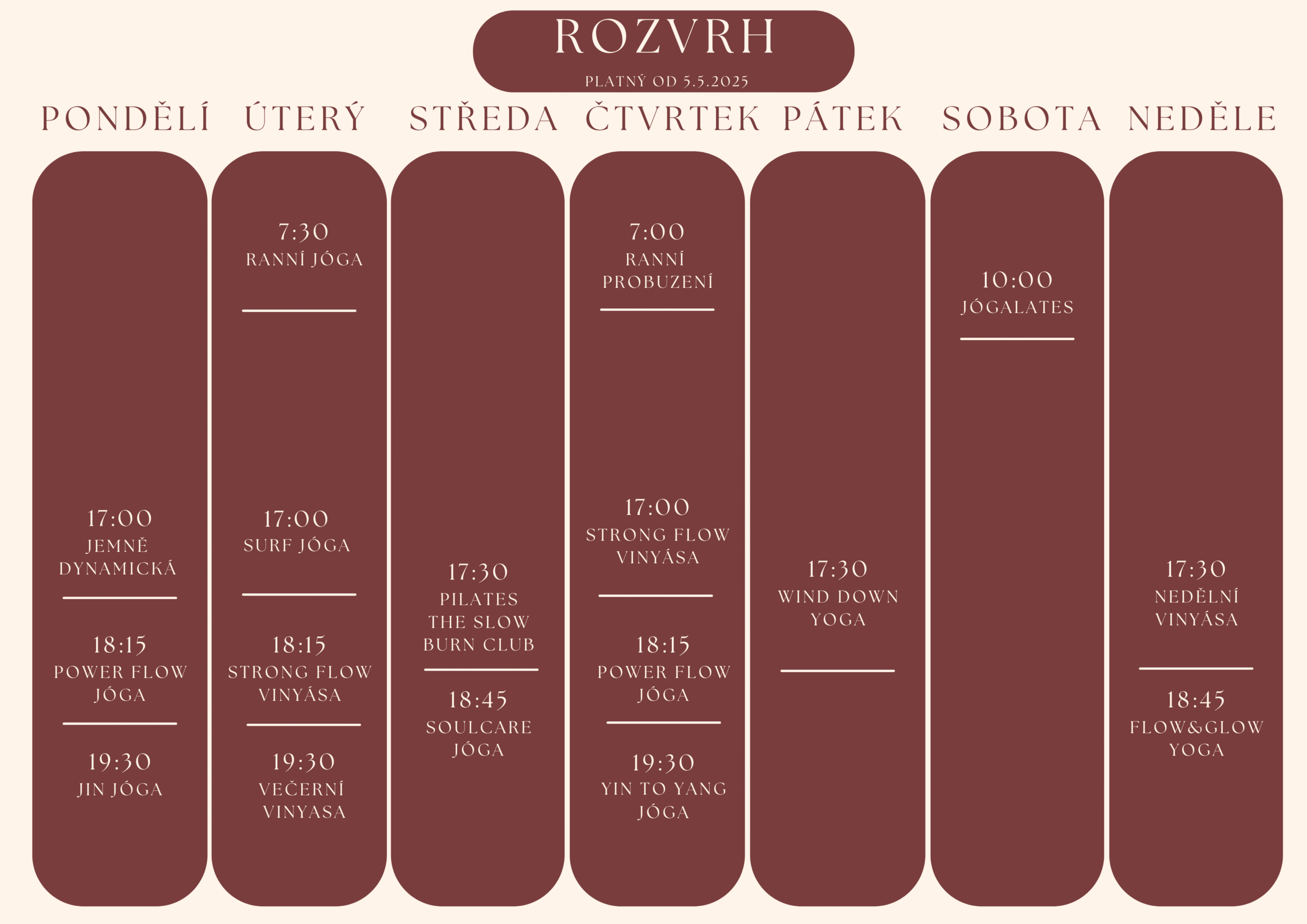 nový rozvrh