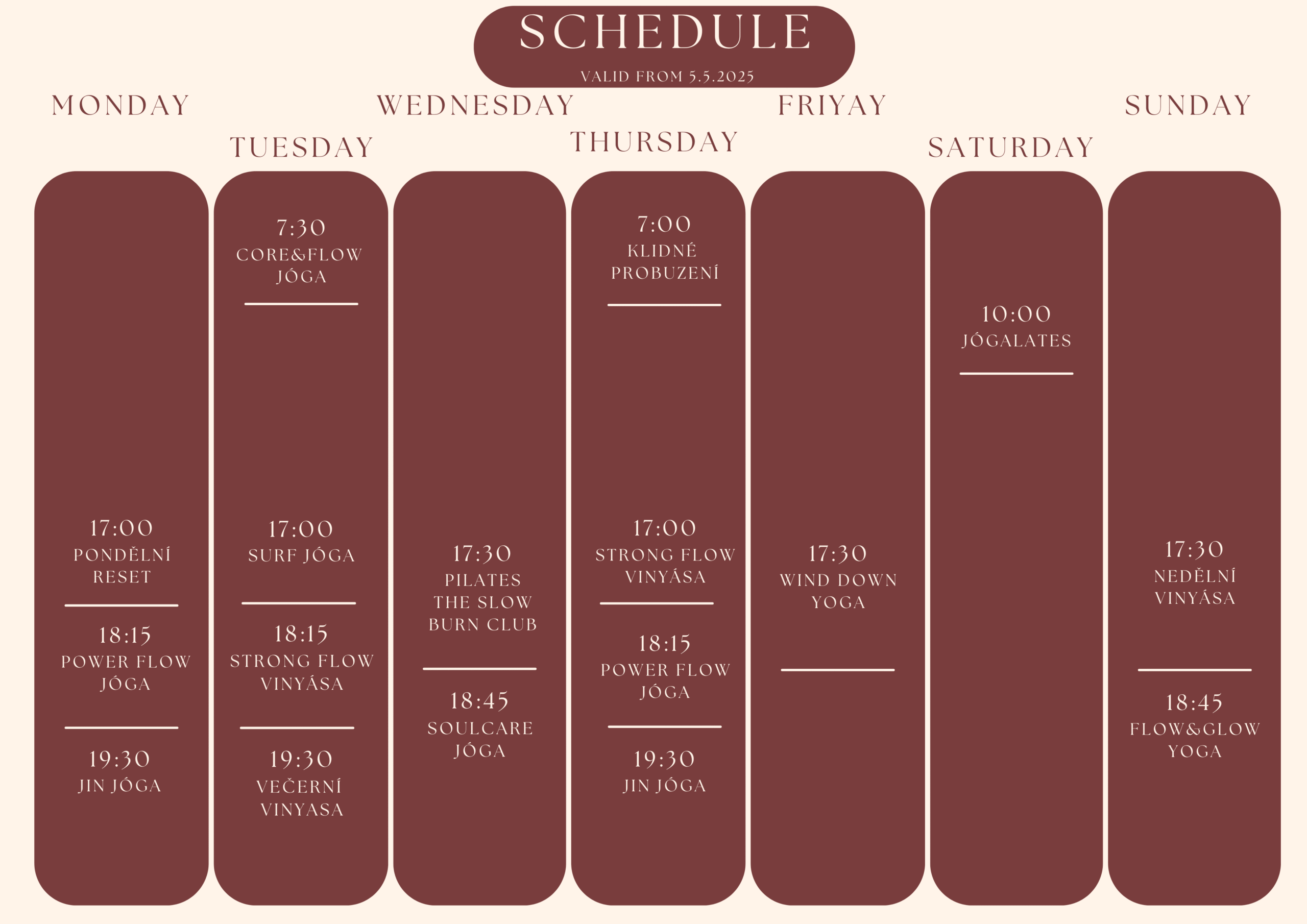 schedule klid neklid yoga